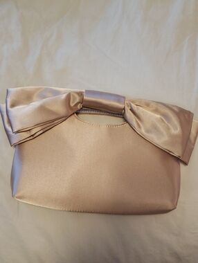 Blush Bow Satin Clutch